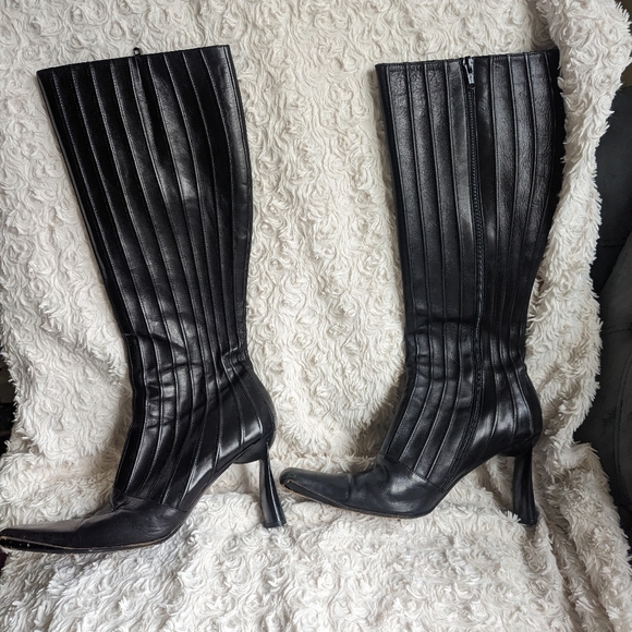 Italian black leather boots sz 9 - Picture 4 of 12